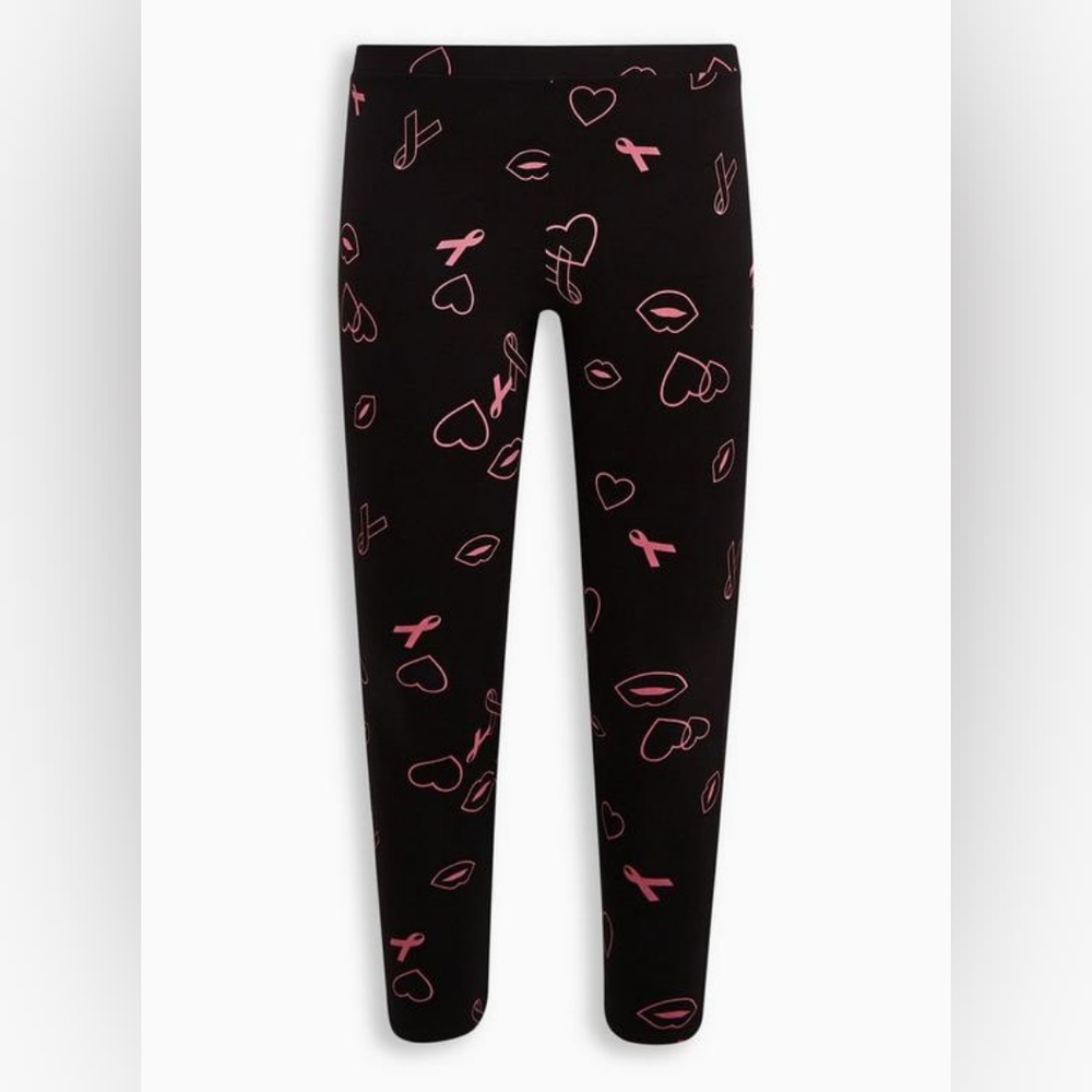 Torrid Breast Cancer Pink Ribbon and Heart Full Length Legging